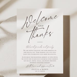 Minimalist Thank You Napkin Note, Place Setting Thank You, Wedding Table Thank You Template