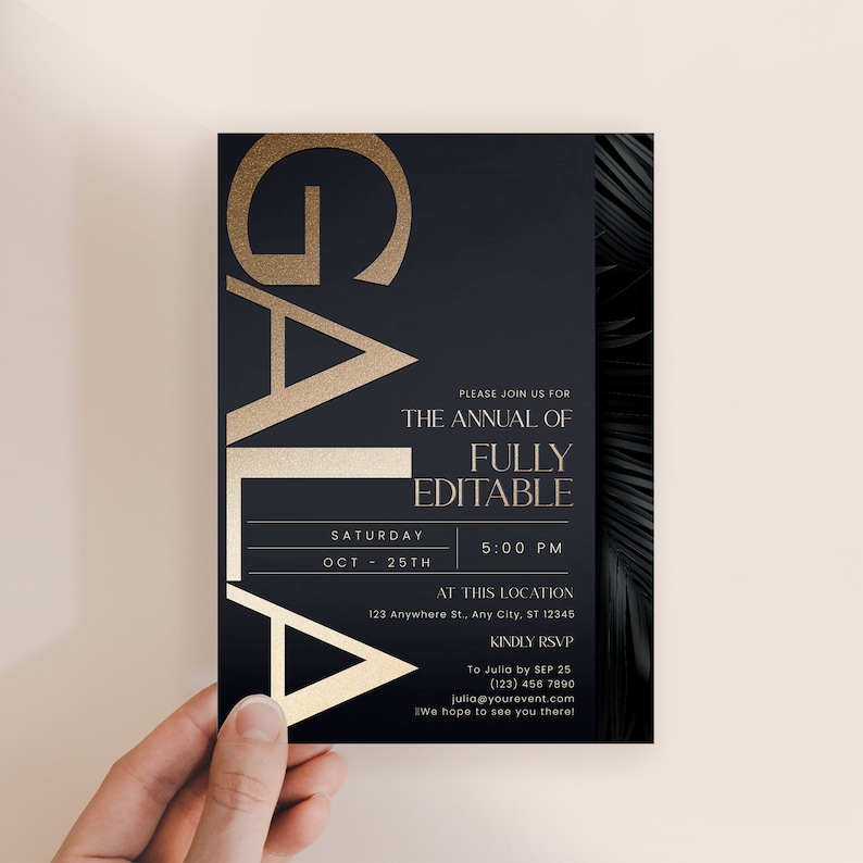 Gala Invitation Template, Dinner Party Invitation, Business Invitation Template Editable Digital Invitation