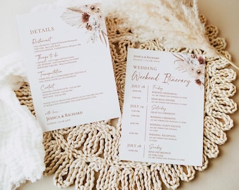 Boho Terracotta Wedding Itinerary Template: Weekend Events (Digital Download) D021