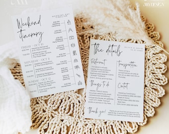 Minimalist Wedding Itinerary Template: Weekend Events Schedule (Digital Download)
