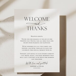 Minimalist Thank You Napkin Note, Place Setting Thank You, Wedding Table Thank You Template