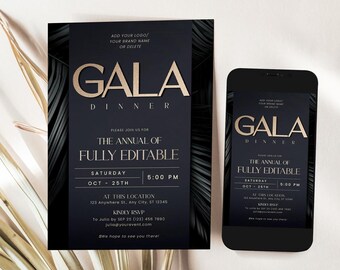 Elegant Gala Invitation Template: Editable Dinner Party Invite (Digital)