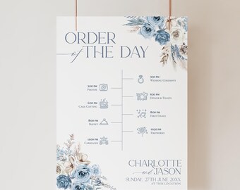 印刷可能な結婚式の日程表テンプレート：タイムラインアイコン（デジタルダウンロード）