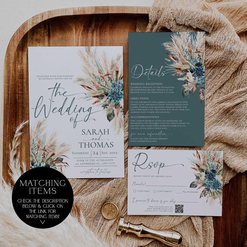 Rustic Save The Dates Card Printable, Teal Boho Wedding Save The Date Template with Photo, Custom Save The Date Wedding Templates E106