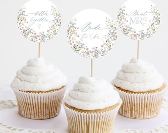 Blosome Floral 'One' Cupcake Toppers - Set Of 12 Wildflower Cake Decorations For 1st Birthday, Baby Showers