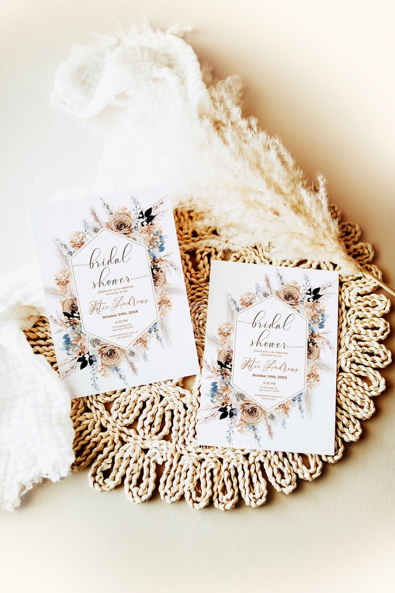 Boho Bridal Shower Invitation Bohemian Bridal Shower Invite Etsy