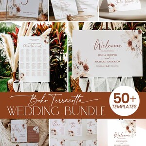 Boho Terracotta Wedding Invitation Bundle