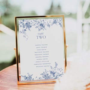 Minimalist Seating Chart Template, Something Blue Wedding Table Seating Chart Template, Vintage Wedding Seating Chart Cards D015