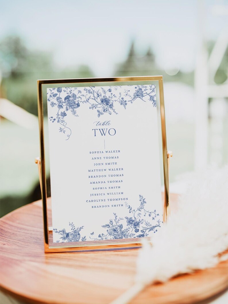 Minimalist Seating Chart Template, Something Blue Wedding Table Seating Chart Template, Vintage Wedding Seating Chart Cards D015