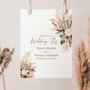 Boho Rustic Wedding Welcome Sign Template, Boho Wedding Signage Printable, Welcome to Our Wedding Signs Poster D036