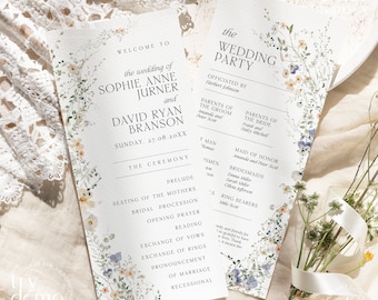 Wildflower Catholic Wedding Program Template (Digital Download) D007