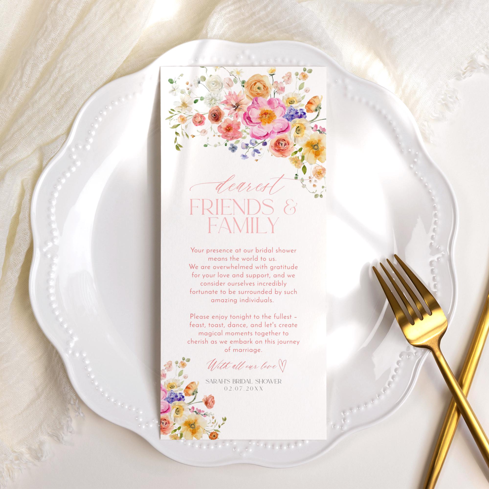 Floral Wedding Thank You Note Template (digital Download) B066 - Etsy