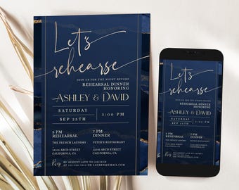 Navy Rehearsal Dinner Invitation Template: Electronic Evite (Digital Download)