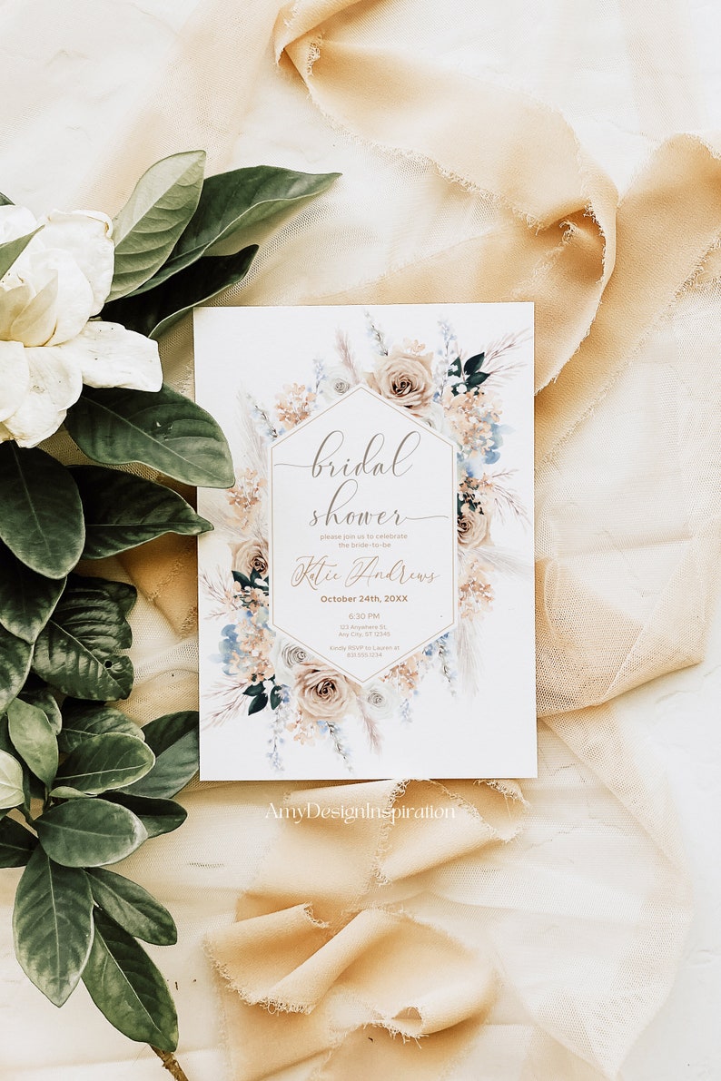 Boho Bridal Shower Invitation Bohemian Bridal Shower Invite Etsy