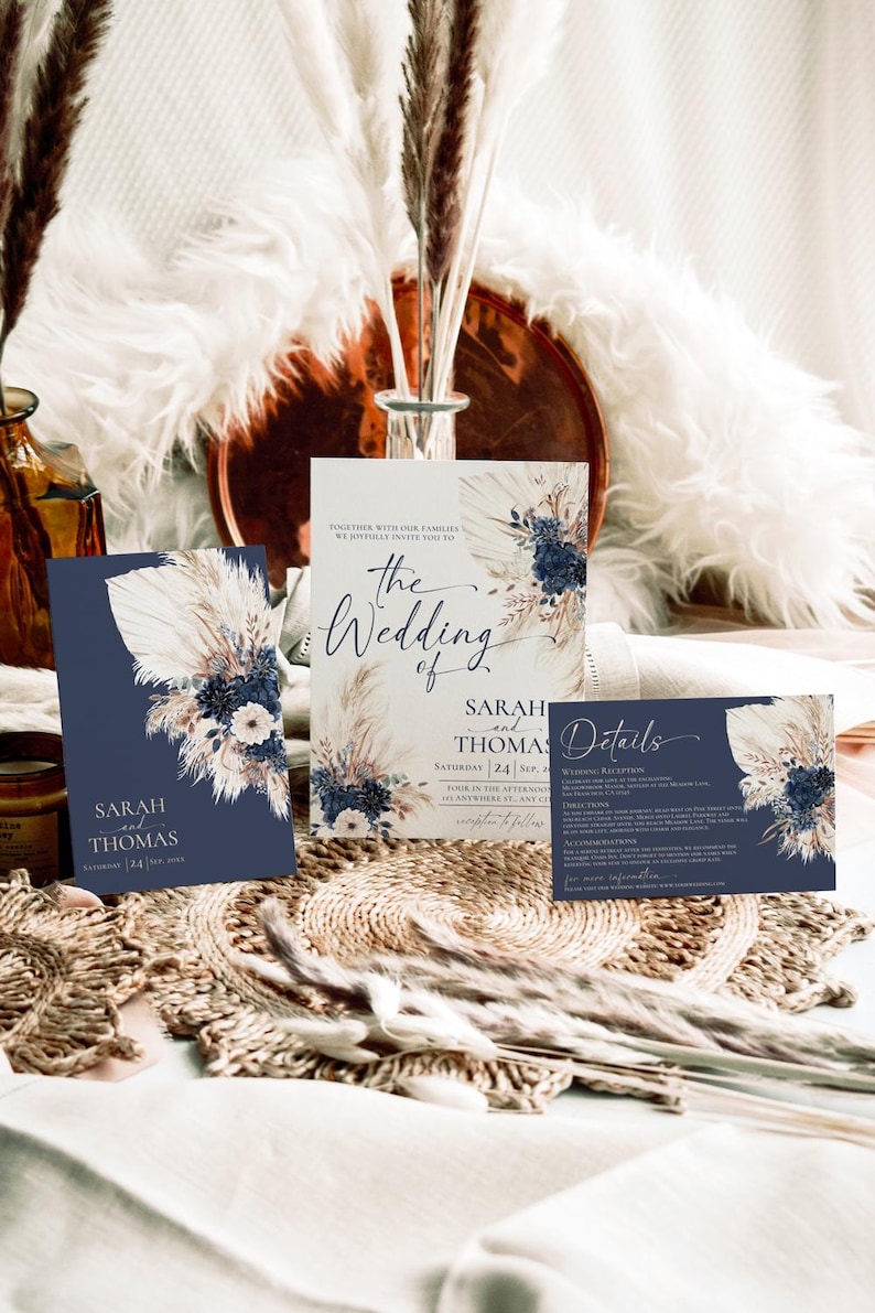 Navy Gold Wedding Invitation Card Template Amy Design Templates
