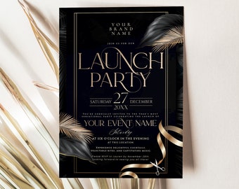Gold Launch Party Invitation Template: Elegant Corporate Event (Digital)