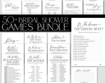 MEGA Bridal Shower Games Bundle, Editable Wedding Shower Games, Minimalist Party Games Pack, Printable Fun Bride Activity, Instant Download