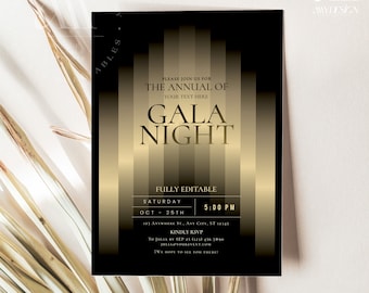 Editable Gala Invitation Template: Corporate Party, Dinner Party (Digital Download)