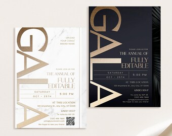 Black & Gold Gala Invitation Template: Business Anniversary (Digital Download)