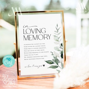 Your Main Event Wedding Memorial Sign - "If We Had One Wish" Self-Standing Eucalyptus Decor - View #2