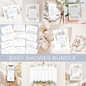 Wildflower Baby Shower Bundle Template, Wildflower Baby Shower Invitation Bundles, Printable Invitation & 35 Games Set G001