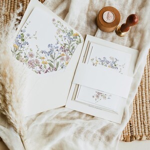 Wildflower Envelope Liner Template, DIY Envelope Liner A7 Euro Flap, Square Flap Envelope Liner Template Wedding Printable Bundle