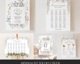 Wildflower Wedding Signage Bundle: Minimalist Floral Template (Digital Download) D029