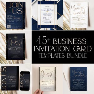 Paquete de plantillas de invitación empresarial / Invitaciones editables para cenas y fiestas corporativas / Tarjetas de aniversario empresarial / Más de 45 plantillas