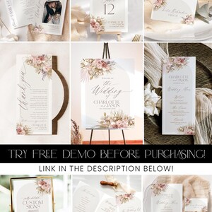 Bohemian Wedding Seating Chart Cards, Boho Seating Chart Template, Seating Charts, Pink Boho Wedding Table Seating Chart Template D016
