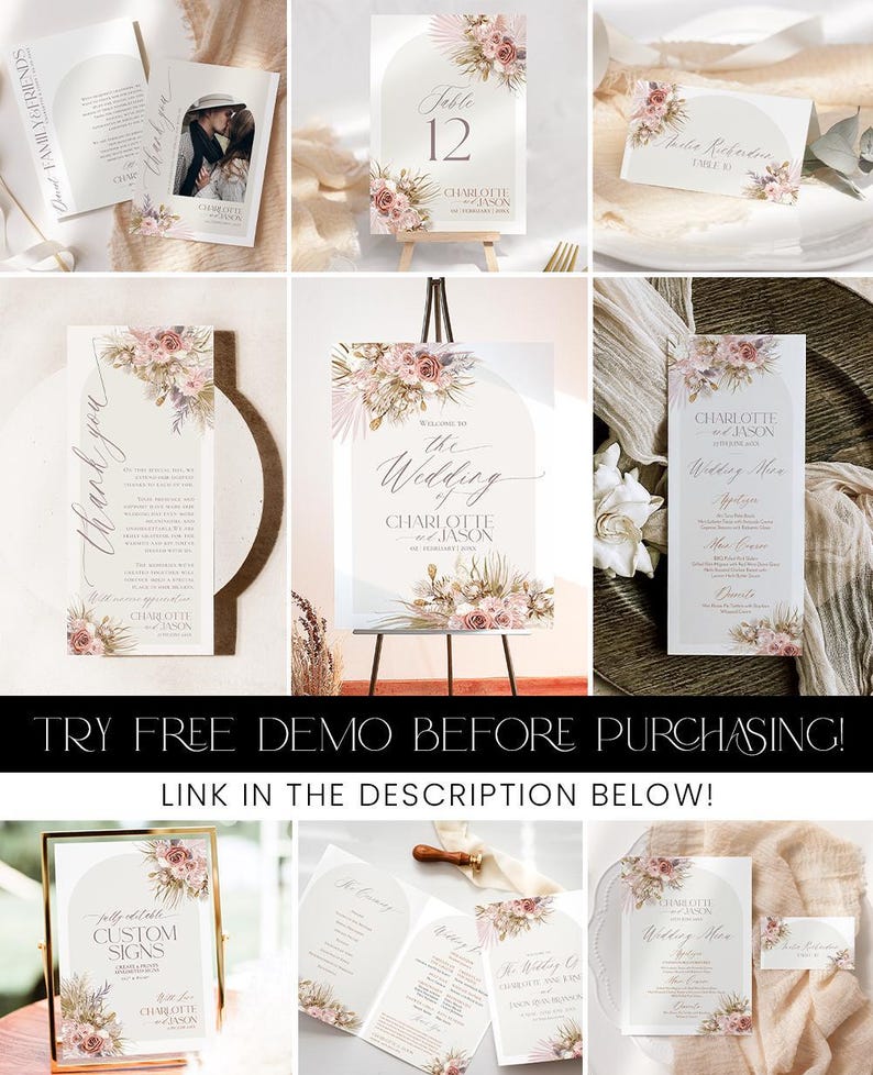 Bohemian Wedding Seating Chart Cards, Boho Seating Chart Template, Seating Charts, Pink Boho Wedding Table Seating Chart Template D016