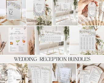 Wildflower Wedding Reception Signage Bundle Template (Digital Download) D026