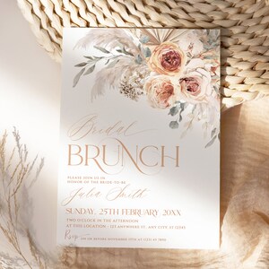 Bridal Brunch Invitation editable template, boho bridal brunch invite template, boho pampas bridal brunch, rust terracotta burnt orange A015