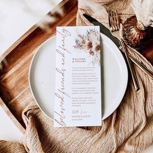 Napkin Thank You Note Template Printable , Wedding Thank You Note, Table Place Setting Cards, Fall Terracotta Wedding