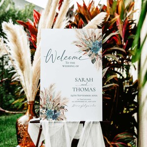 Boho Teal Wedding Welcome Sign Template, Turquoise Wedding Signage Template, Welcome to Our Wedding Signs Printable E106