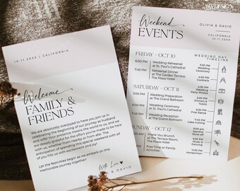 Minimalist Wedding Weekend Itinerary Template (Digital Download)