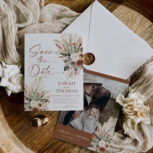 Rust Boho Save the Date Template: Photo Card