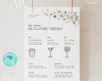 Wildflower Wedding Signature Drink Sign Template (Digital Download) D002