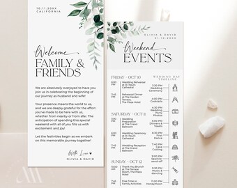 Minimalist Wedding Weekend Itinerary Template (Digital Download)