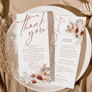 Terracotta Wedding Thank You Place Card: Boho Table Note