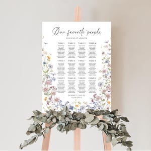 Meadow Wedding Seating Chart Sign Template, Table Seating Chart Sign, Botanical Wedding Seating Chart, Wildflower Seating Chart Sign D026