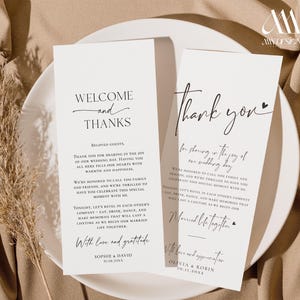 Minimalist Thank You Napkin Note, Place Setting Thank You, Wedding Table Thank You Template