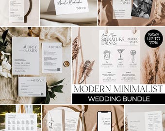 Minimalist Wedding Invitation Template Bundle (Digital Download) D037