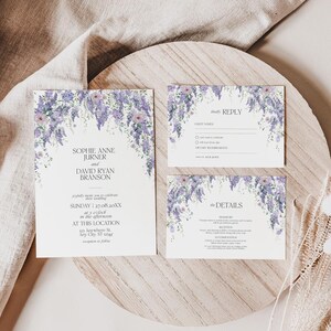 Wisteria Wedding Invitation Template with Photo
