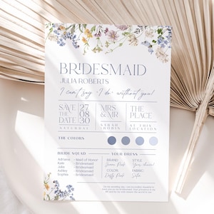 Wildflower Bridesmaid Proposal Card Template (Digital Download) B031
