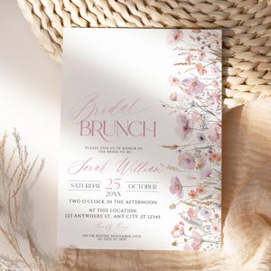 Wildblumen Brautdusche Brunch Einladungsvorlage, Wildblumen Brautbrunch einladen, Blumen Brautbrunch Einladungskarte Vorlage A051