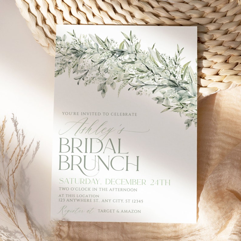 Greenery Bridal Brunch Invitation: Eucalyptus Leaves (Digital Download) image 5