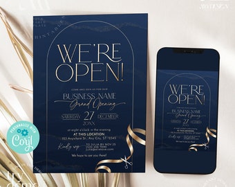 Grand Opening flyer, Printable Corporate Invitation template, We're Open Invite printable instant download, Corjl C008