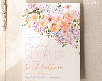 Floral Bridal Shower Invitation: Spring Garden Brunch (Digital Download) B048