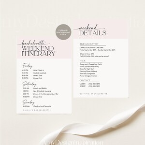 Bachelorette Itinerary Template, Bachelorette Weekend Itinerary ...
