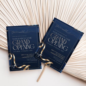 Grand Opening Flyer Template, Navy and Gold Grand Opening Invitation, Business Invitation, Corporate Invite